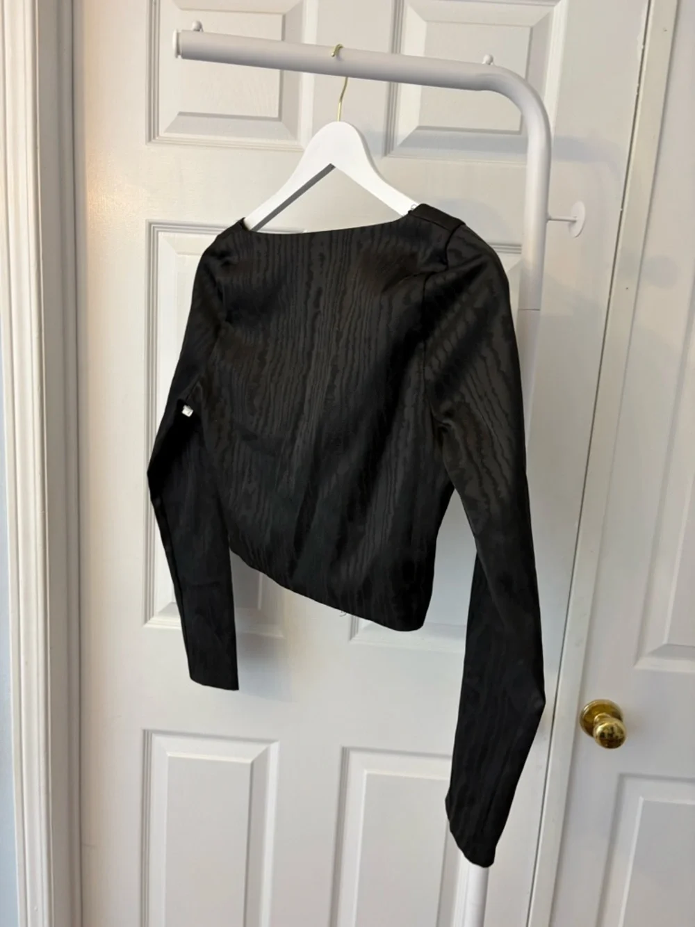 Zara Black Long Sleeve Cropped Bustier Top Size Large - Picture 6 of 14